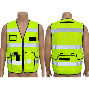 Gilet de travail réfléchissant noir en maille polyester 120 GSM de qualité supérieure, multi-panneaux, vêtement de sécurité, impression de logo personnalisée - Product Image 2