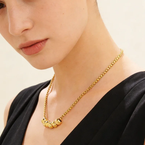 สร้อยคอรูปทรงเรขาคณิตสำหรับผู้หญิง ทำจากสแตนเลส 304 ชุบทอง 18K พร้อมสายแบบกล่อง - Product Image 5