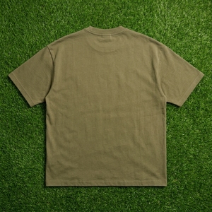 Men's T Shirt Olive <b>Green</b> Tonal Raised Text Design Crew Neck Short Sleeve Oversized Fit Casual Streetwear <b>Tshirt</b> - Product Image 6