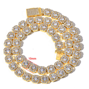 Collier Chaîne Tennis Luxe Moissanite en Grappe Finition Or Blanc Bijoux Hip Hop Iced Out Cadeau Tendance Homme - Product Image 5