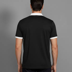 เสื้อโปโลผู้ชายผ้าฝ้ายถัก 100% แบบสั่งทำ OEM/ODM สีพื้น คอเสื้อตัดสี แขนสั้น ระบายอากาศได้ดี สวมใส่สบาย - Product Image 4