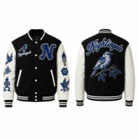 Blouson de baseball Letterman pour homme, style streetwear automne-hiver, sur mesure, 100 % laine, col montant, broderie logo avant, coupe-vent