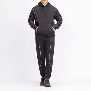 Ensemble de sweat-shirts à capuche pour homme, coupe classique, color block, polaire, 100% coton, anti-rétrécissement, 360g, respirant, vêtements d'hiver décontractés, avec poche - Product Image 1