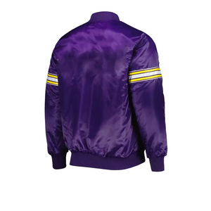 Chaquetas universitarias de satén para hombre hechas a medida de alta calidad, el mejor estilo con logotipo impreso, chaqueta con forro de nailon y cuello levantado - Product Image 3