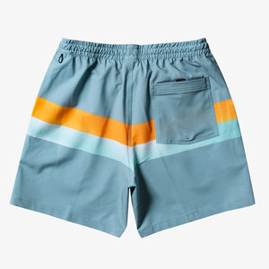 Short de bain rayé pour homme à séchage rapide avec cordon de serrage, bleu clair, orange, blanc, décontracté, longueur courte, mode estivale - Product Image 2