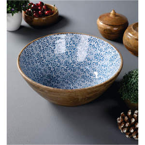 Tazón de Madera Ecológico con Diseño Moderno en Esmalte Negro, Patrón Abstracto, Hecho a Mano, Ideal para Bodas, Ensaladas y Regalos - Product Image 2
