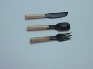 Ensemble d'ustensiles Black Horn 3 pièces (cuillère, fourchette, couteau) légers, lavage à la main uniquement - Product Image 2