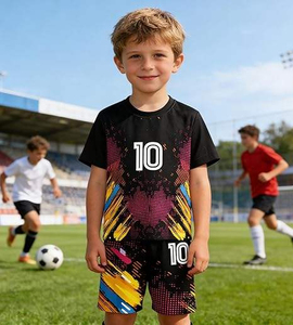 Kids Sports Uniform Kit Autumn Cotton Breathable Team Jersey <b>Shirts</b> and Shorts Set - Product Image 3