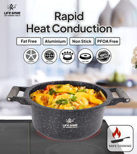 Ensemble de casseroles en granit titane de luxe antiadhésif avec poignées en bakélite résistantes à la chaleur, couvercle en métal économe en énergie, base compatible induction - Product Image 6