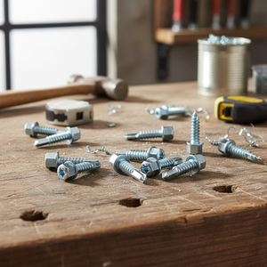สกรูหัวหกเหลี่ยมเจาะเองได้ เกรด 8 เหล็กกล้าคาร์บอน ชุบสังกะสี/ชุบกัลวาไนซ์  ขนาดนิ้ว/เมตริก สำหรับงานหลังคาและโครงสร้าง ยี่ห้อ OEM PDC - Product Image 1