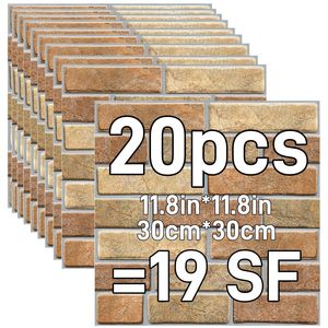 20 pezzi, 30x30 cm, marrone chiaro, marrone scuro, adesivi per piastrelle da parete per bagno cucina, decorazione da parete, Peel-and-Stick - Product Image 1