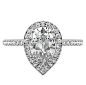 Anillo de compromiso y aniversario solitario de plata de ley 925 chapado en oro blanco con moissanita talla pera de 10x7mm y engaste de puntas - Product Image 1