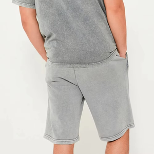 Ensemble deux pièces décontracté pour couple : T-shirt d'été à manches courtes 100 % coton et short à ourlet roulé, personnalisable avec logo, grandes tailles pour hommes - Product Image 4
