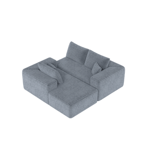 Canapé sectionnel convertible moderne en velours côtelé, avec chaise longue, entièrement en mousse, assise profonde, large côtelure, rembourrage doux - Product Image 1