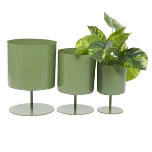Juego de Macetas Modernas Ecológicas con Recubrimiento Cromado Digital Verde, 3 Piezas de 10, 8 y 6 Pulgadas, Macetas para Interiores, Diseño Minimalista, Decoración de Escritorio - Product Image 4