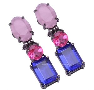 Pendientes de Plata de Ley 925, Hechos a Mano, Clásicos, Chapados en Oro de 18k, con Múltiples Piedras Preciosas, para Mujer, Regalo de Boda o Fiesta - Product Image 1