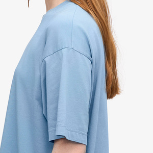 Camiseta de Manga Corta para Mujer, Cuello Redondo, Color Azul Claro, Corte Regular, Informal, 100% Algodón, Tela No Tejida, con Logotipo Estampado, para Verano - Product Image 5