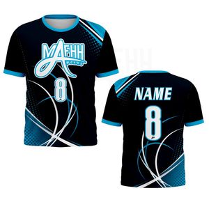 เสื้อยืดโพลีเอสเตอร์แห้งเร็วสำหรับผู้ชาย พิมพ์ลายแบบกำหนดเอง ซับลิเมชั่นเต็มตัว ทรงปกติ ผ้าเจอร์ซีย์สีพื้น โดย MAFHH WEARS - Product Image 1