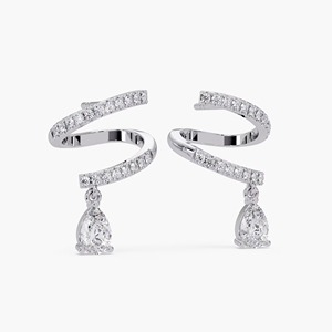 0.85CT 14K Gold Pear Round Lab Grown Diamond Spiral Drop Huggie Earrings Prong Set <b>Wrap</b> Studs 40-Piece IGI Certified Women - Product Image 4