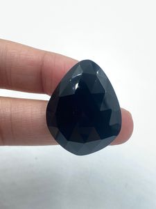 Piedra de ónix negro tallada en forma de pera, gema mineral suelta de 27.70 quilates - Product Image 3