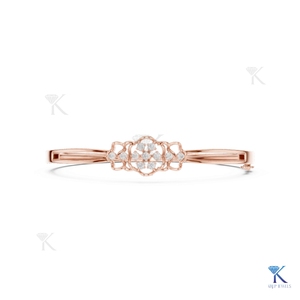 Lab Grown Diamond Floral Filigree <b>Bangle</b> 14K 18K <b>Solid</b> <b>Gold</b> Fine Luxury Unisex Vintage Openwork Jewelry KRUP JEWELS - Product Image 3