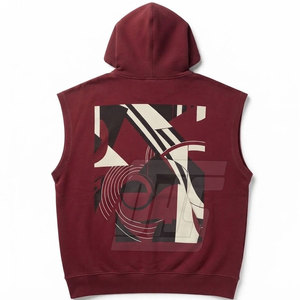 Hoodies sans manches pour hommes de qualité supérieure, en coton personnalisé, à capuche, pour la salle de sport, l'entraînement, le streetwear décontracté, tissu respirant - Product Image 2