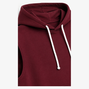 Sweat-shirt à capuche sans manches pour homme, blanc uni, en coton French Terry, coupe décontractée, avec poche, pour l'automne - Product Image 6