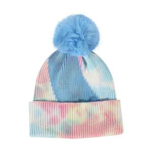 Warm Winter Cuff Hats Design Multicolor Acrylic Knitted Fisherman Beanie Sport Tie Dye Beanie <b>Cap</b> for Women <b>Men</b> - Product Image 5
