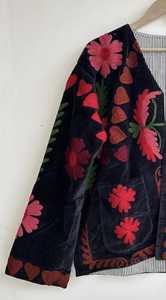 <b>Women's</b> Black <b>Velvet</b> Embroidered Floral Jacket Boho Open Front <b>Coats</b> <b>Women</b> Boho Jacket <b>Women</b> Open Front <b>Coat</b> <b>Women</b> Embroidered - Product Image 4
