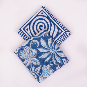 Foulard carré en coton bleu à motif géométrique, décontracté et multifonctionnel, pour la tête et le cou, vente en gros - Product Image 3