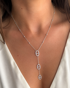 Collier Pendentif Géométrique en Acier Inoxydable avec Zircon, Chaîne Fine en Y, Bijou Minimaliste Doré ou Argenté pour Femme, Idéal Cadeau - Product Image 3