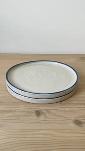 Round <b>Ceramic</b> Serving <b>Plate</b> Handpainted Tomato Pattern Green Rim Retro Design Dishware - Product Image 4