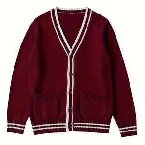 Suéter Cárdigan de Punto Color Borgoña para Hombre, Marca PORBIANS ENTERPRISES, Manga Larga, Corte Regular, 100% Lana - Product Image 2
