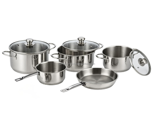 Ensemble de casseroles en acier inoxydable de qualité alimentaire haut de gamme |   Poêles de cuisson avec couvercle en verre - Product Image 2