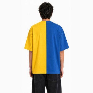 เสื้อยืดโอเวอร์ไซส์ผู้ชาย แขนสั้น คอกลม ผ้าคอตตอนเจอร์ซีย์ พิมพ์ลายตัวอักษร แต่งขอบตัดสี โลโก้ด้านหน้า - Product Image 3