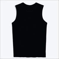 Tank Top Pria Vintage Ramah Lingkungan, Ringan, Bernapas, Warna Oranye Hitam, Bahan Rajut Spandex/Polyester, Aksen Manik-Manik, Sporty