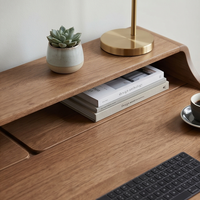 Bureau d'étude en teck massif de qualité supérieure, bibliothèque mobile, table d'ordinateur minimaliste pour le bureau à domicile, tiroir, fabrication artisanale, ergonomique