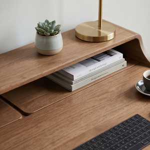 Premium Solid Teak Wood Study <b>Desk</b> Bookshelf Movable Minimalist Home Office <b>Computer</b> Table Drawer Handcrafted Ergonomic - Product Image 5