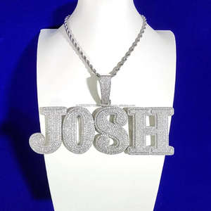 Personalizado Micro pavimentado Moissanite diamante grandes letras iniciales y números colgante Iced Out placa de identificación collar Hip-hop joyería para hombre - Product Image 1