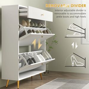 Mobile Moderno Bianco per Scarpe con Capacità di 12 Paia, Ripiani Regolabili, Pannelli Ondulati, Design Funzionale e Flessibile - Product Image 6
