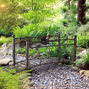 Arco Decorativo in Metallo da 3,3FT, Ponte per Giardino Zen con Ringhiere di Sicurezza, Passerella con Delicati Intagli, Sfere Angolari per Paesaggistica e Decorazione - Product Image 2