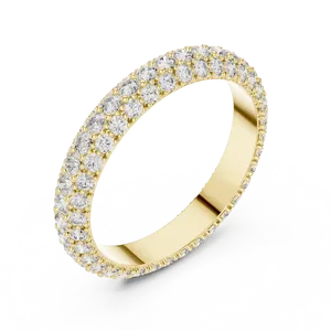 Anillo de Eternidad de Doble Hilera Ancha con Diamantes Cultivados en Laboratorio, Oro Sólido de 10K, 14K, 18K, Unisex, Color E, Corte Brillante Redondo, Regalo - Product Image 2