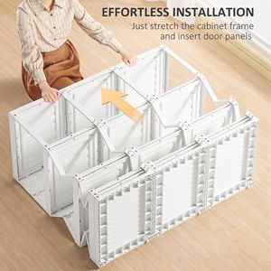 Armadio Portatile Pieghevole Bianco con Scaffali Cubici, Aste Appendiabiti e Porte Magnetiche - Organizzatore per Vestiti - Product Image 5