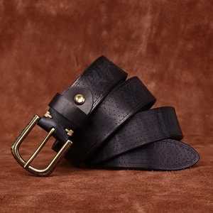 Cinturones de Cuero Genuino Color Marrón para Hombre con Hebilla de Latón con Acabado Dorado, Cinturones Formales de Lujo para Hombre, Ideas de Regalo - Product Image 4