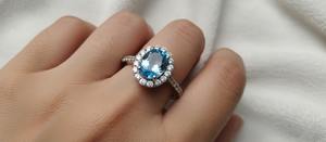 Anillo de Compromiso para Mujer, Hecho a Mano, Estilo Vintage Cristiano, Topacio Azul Natural, Corte Brillante, Plata de Ley 925, Engaste de Garras - Product Image 5