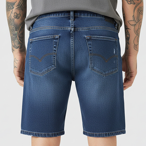 Pantalones Cortos de Mezclilla Casuales para Hombre, Estilo Urbano, Ecológicos, Desgastados, Holgados, Azules, 100% Algodón, Resistentes al Viento - Product Image 6