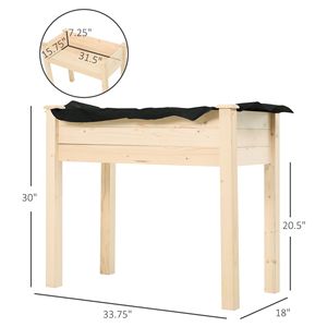 Fioriera Rialzata in Legno 34" X 18" X 30" Grande, con Drenaggio Automatico, per Ortaggi ed Erbe Aromatiche - Product Image 3