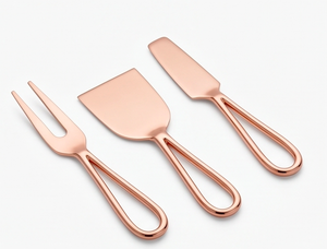 Ensemble de couteaux à fromage en cuivre, 3 pièces, outils de service en métal durables, compatibles lave-vaisselle, idéal pour la vaisselle et la restauration en hôtel - Product Image 1