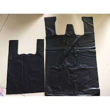 Sac T-Shirt noir sac à provisions en plastique recyclable avec logo personnalisé - Product Image 6