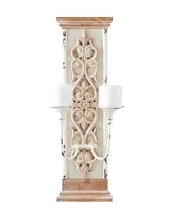 Appliques murales en bois, lot de 2, supports de bougies pilier à fixer au mur pour décoration de Noël, décoration murale rustique en bois de 29 pouces - Product Image 3